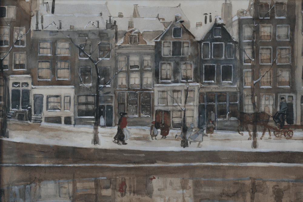 Winters stadsgezicht te Amsterdam